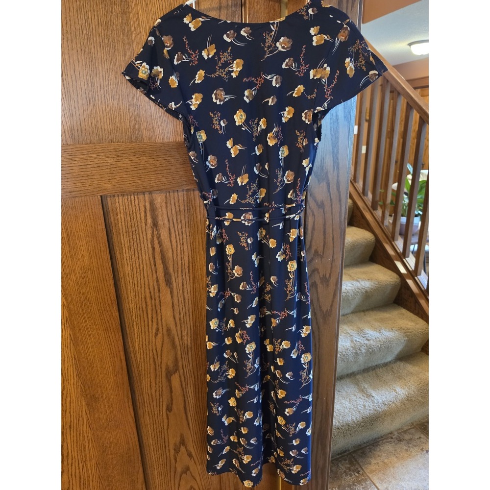 Urban Outfitters Lindsey Floral Maxi Dress Womens Size Medium Navy Blue 90's - Picture 3 of 8